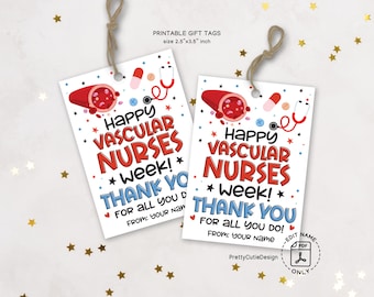 Vascular Nurse Appreciation Gift Tags: Medical Theme Printable (Instant Download