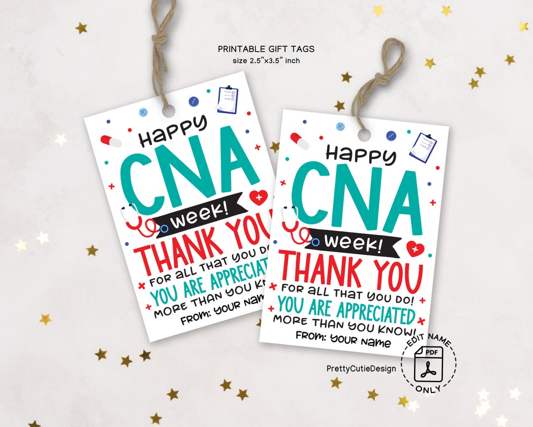 CNA Week Gift Tag, Printable CNA Week Gift Ideas, Certified Nursing