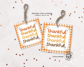 Thanksgiving Gift Tags Printable: Thankful Favor Tags, Fall Treat Bag Labels (PDF Digital Download)