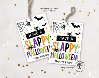 Spider Halloween Gift Tags, Printable Treat Bag Labels (PDF)