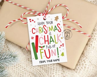 Christmas Gift Tags, Chalk Full of Fun Printable, Classroom Treat Bag Labels