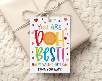 Valentine’s Day Gift Tag Printable, Classroom Kids Modeling Dough Label, Digital Download