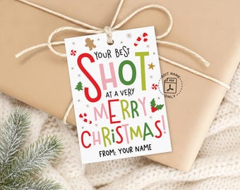 Christmas Shot Bottle Gift Tags, Funny Holiday Printable, Mini Liquor Labels, Digital Download