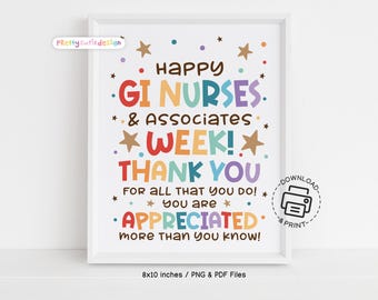 Printable GI Nurses and Associates Week Poster, Happy GI Nurses Appreciation Week Sign, Thank You GI Nurses Sign Instant Download
