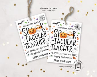 Teacher Halloween Gift Tags, Spooktacular Design (Digital Download)