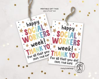 Happy Social Workers Week Gift Tag Printable, Social Worker Appreciation Tag, Social Work Thank You Tag, Goodie Bag Staff Appreciation Tags