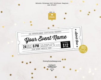 Editable Event Ticket Template, Business Event Ticket Design, Black And White Editable Coupon Ticket Templates Diy Event Ticket