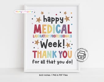 Happy Medical Laboratory Professionals Week Sign Printable, Lab Week Wall Art, Thank You Decor, Appreciation Poster for Lab Staff