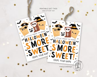 Halloween S'mores Gift Tags: Printable Party Favor Labels (PDF Download)