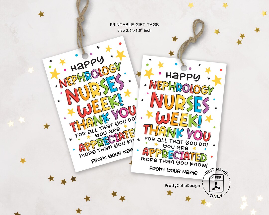 Nephrology Nurse Appreciation Gift Tags: Rainbow Thank You Labels ...
