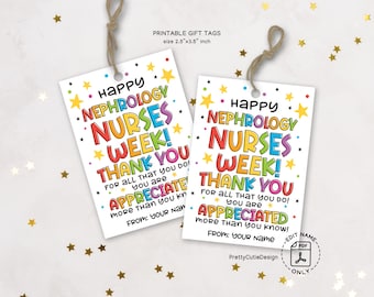 Nephrology Nurse Appreciation Gift Tags: Rainbow Thank You Labels (Instant Downloadable Printable)