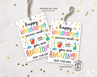 Housekeeping Appreciation Gift Tags, Thank You Cards (Digital Download)