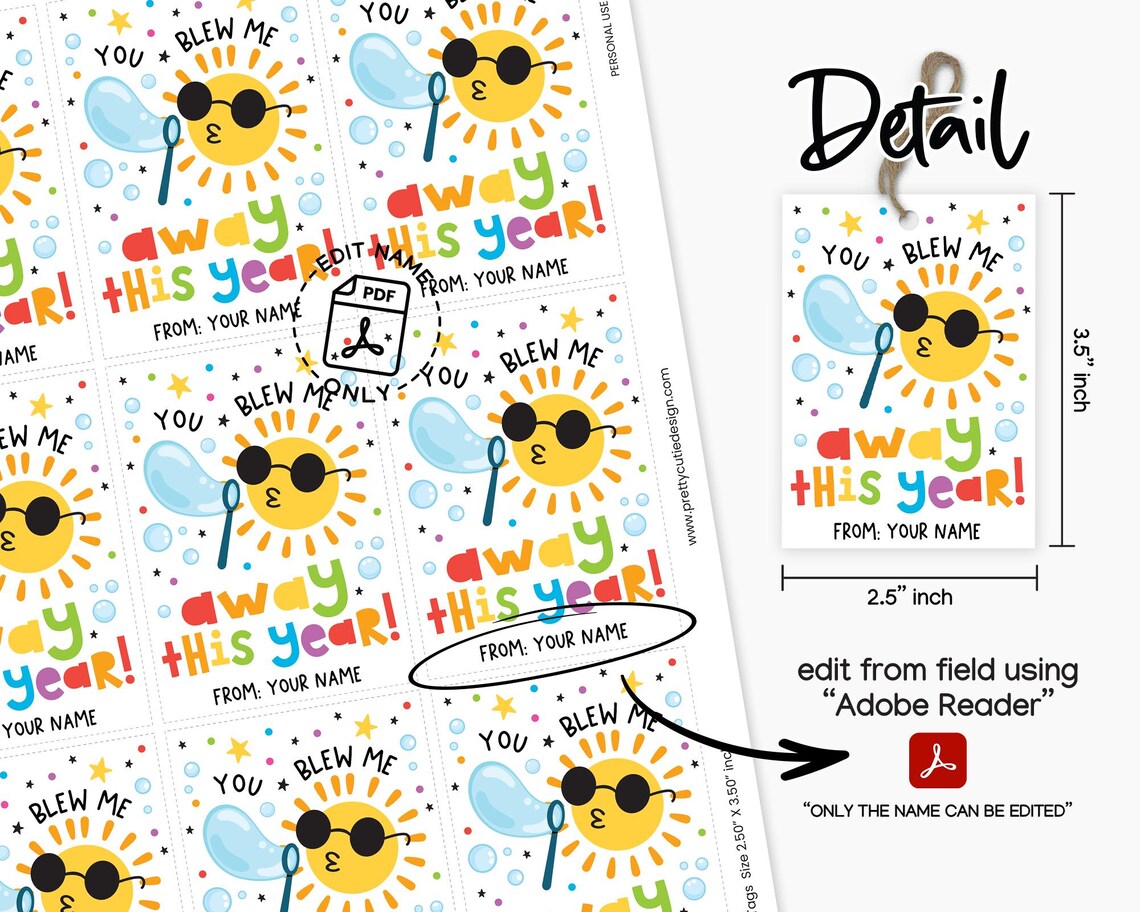 Bubble Gift Tags: End of Year Teacher Thank You (printable) - Etsy
