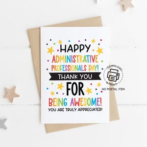 Administrative Professionals Day Card, Printable Thank You Card for Admin Team, 4x6 Office Appreciation Card, Instant Download