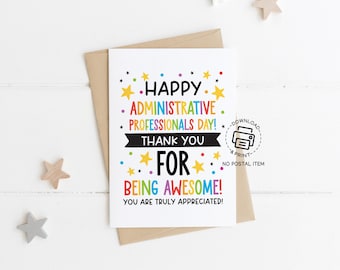 Administrative Professionals Day Card, Printable Thank You Card for Admin Team, 4x6 Office Appreciation Card, Instant Download