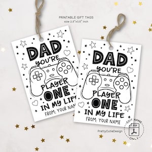 Étiquettes cadeaux fête des pères imprimables, papa, tu es le joueur que j'aie dans ma vie, étiquette papa joueur, thème du jeu vidéo, téléchargement immédiat, étiquette cadeau mignonne