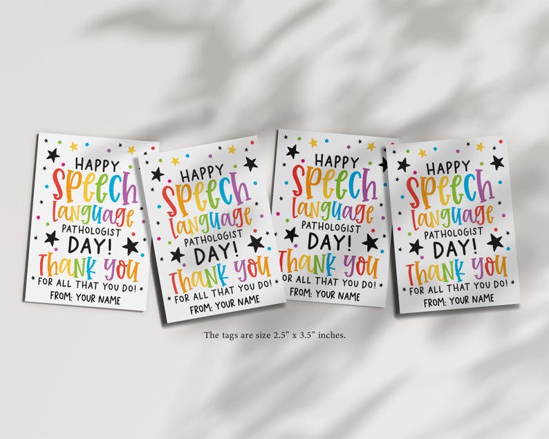 Rainbow SLP Appreciation Gift Tags: Speech Language Pathologist Day ...