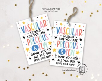 Vascular Nurse Appreciation Gift Tags: Printable Thank You Cards (Instant Download