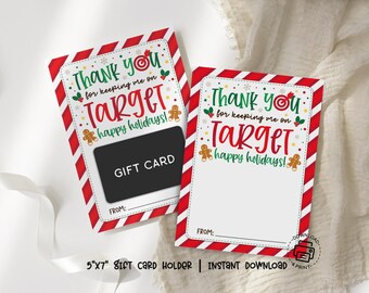 Christmas Target Gift Card Holder Printable, Teacher Thank You, Holiday Bullseye Pun, Instant Download