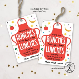 School Lunch Lady Tag, School Lunch Hero Day Tag, Schulangestellter Geschenkanhänger, Food Service Worker Dankeschön Geschenkanhänger zum Ausdrucken