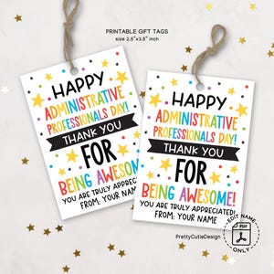 Administrative Professionals Day Gift Tags Printable, Thank You for Being Awesome Tag, Admin Week Appreciation Tags, Office Staff Gift Label