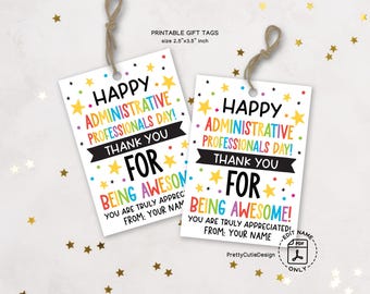 Administrative Professionals Day Gift Tags Printable, Thank You for Being Awesome Tag, Admin Week Appreciation Tags, Office Staff Gift Label