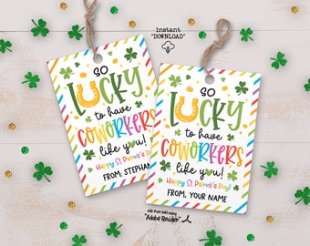 St Patricks Day Coworkers Gift Tag, Lucky To Have You Coworker Thank You Tags, St Pattys Day Staff Appreciation Tag, St Patricks Day Tag