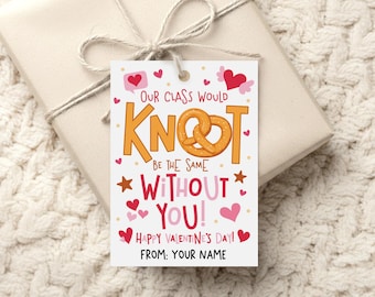 Pretzel Valentine Gift Tags, Knot Be The Same Label, Kids Snack Class Favor, Digital Download