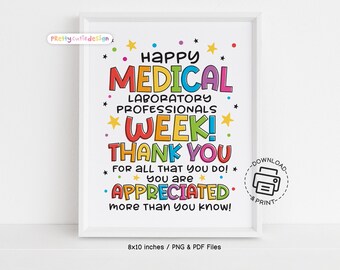 Happy Medical Laboratory Professionals Week Printable Sign, Colorful Lab Week Wall Art, Lab Appreciation Gift, Office Decor for Lab Techs