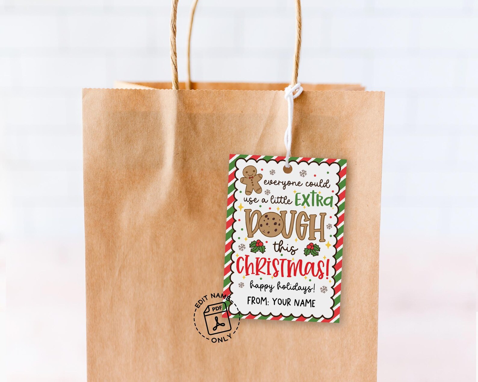 Funny Christmas Cookie Gift Tag Printable, Extra Dough (PDF Pattern) - Etsy