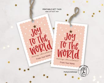 Joy to the World Gift Tags, Modern Christmas Labels (Printable)