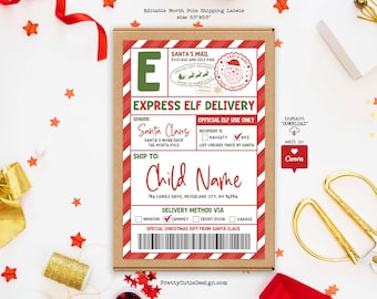 Express Elf Delivery Label Template: Santa Mail Gift Tag (Printable, Editable)