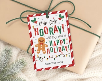 Christmas Cookie Gift Tags, Chip Chip Hooray, Gingerbread Treat Labels, Digital Download