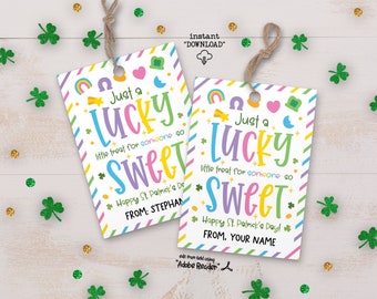 St Patricks Day A Lucky Treat For Someone Sweet Treat Tag, Lucky Charm Happy Saint Patricks Day Printable Gift Tag, Kids Classroom Treat Tag