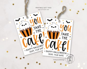 Halloween Cupcake Gift Tags, You Take the Cake, Printable (PDF Pattern)