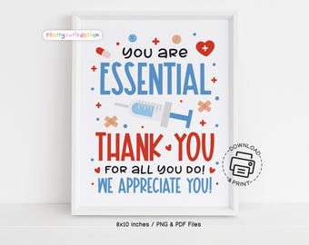 You Are Essential Nurse Sign Printable, Nurses Week Thank You Sign, Appreciation Week Decor, Nurse Gift Instant Download