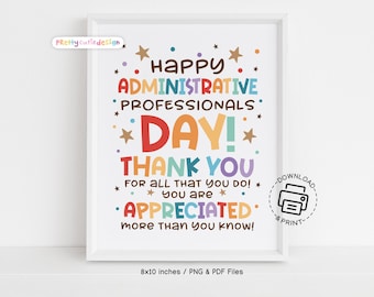 Administrative Professionals Day sign printable, office thank you wall art, admin week decor, staff appreciation poster, instant download