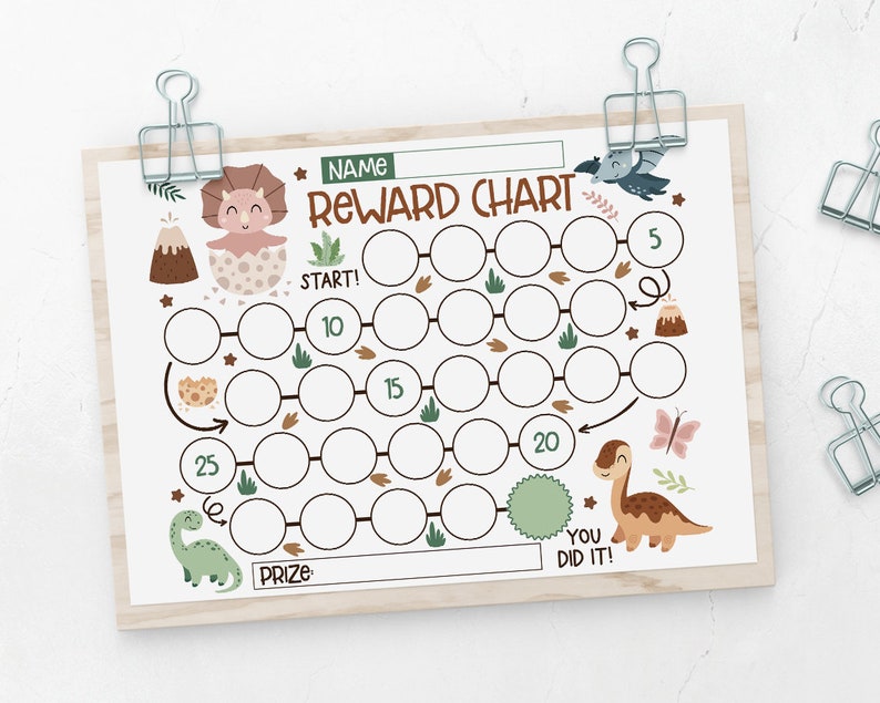 Printable Dinosaur Reward Chart for Kids (digital Download) - Etsy