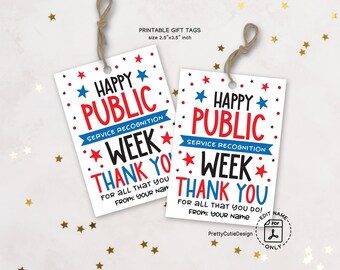 Happy Public Service Recognition Week Gift Tags Printable, Cookie Thank You Gift Tag, For All You Do Tag We Appreciate You Gift Appreciation
