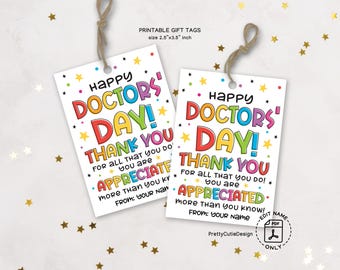 Happy National Doctor's Day Appreciation Gift Tag, Doctor's Day Favor Tags Printable, Doctor's Day Thank You Goodie Bag Tag Instant Download