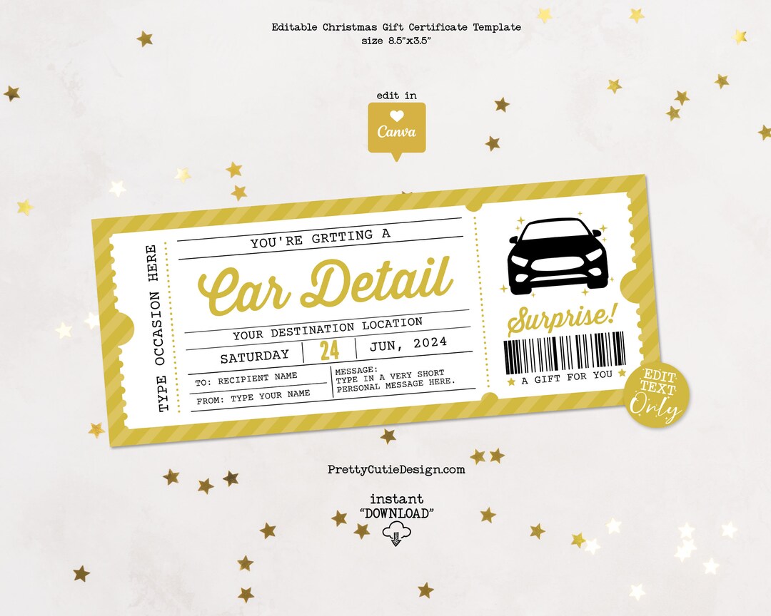 Car Detail Gift Certificate Template Surprise Ticket Car Detailing Car Detail Gift Certificate Template Surprise Ticket Car Detailing