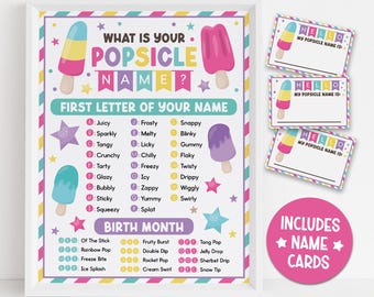Popsicle Name Game Printable, Summer Birthday Party Activity for Kids, Ice Cream Classroom Game, Sweet Name Tags, Instant Download PDF