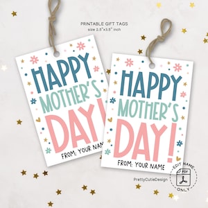 Etiqueta de regalo imprimible para el Día de la Madre, linda etiqueta floral pastel para mamá, etiqueta de regalo en PDF de descarga instantánea, etiqueta para bolsa de regalo DIY para el Día de la Madre