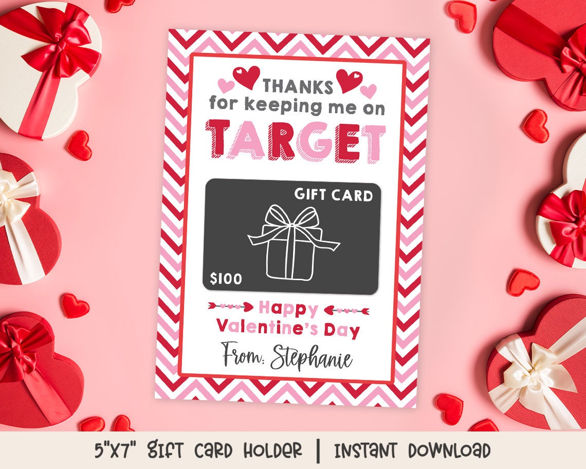 Thanks For Keeping Me On Target Valentine s Day Gift Card Etsy
