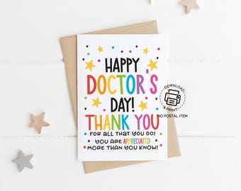 Doctor’s Appreciation Greeting Card, Printable Thank You Doctor Card, Happy Doctor’s Day Card, Instant Download Medical Gift