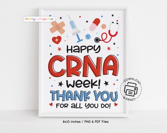 CRNA week Sign Printable, Certified Registered Nurse Anesthetist Appreciation Week Poster, Healthcare Appreciation Thank You Sign