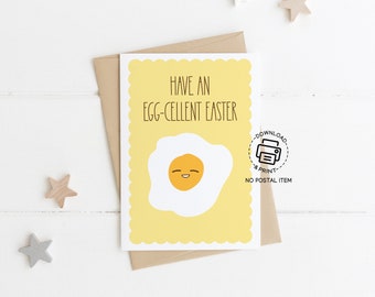 Easter Greeting Card Printable, Egg-Cellent Easter Printable Card 5x7 Greeting Cards And 4x6 Cards, Funny Easter Blank Greeting Card