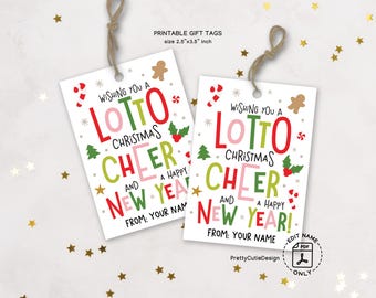 Lotto Christmas Cheer Tags, Printable Lottery Holder, Scratch Off Present Topper