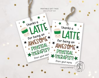 Physical Therapist Appreciation Gift Tags: Coffee Theme Thank You (Printable Download