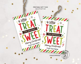 Christmas Sweet Treat Gift Tags, Printable Holiday Goodie Bag Labels, Cookie Exchange Favor